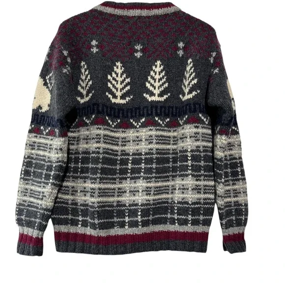 CLUB ROOM Vintage 100% Wool Handmade Sweater Fair Isle Nordic Ski Holiday Medium